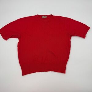 Nan Dorsey Vintage Red 100% Cashmere Short Sleeve Crew Neck Sweater WPL 8383